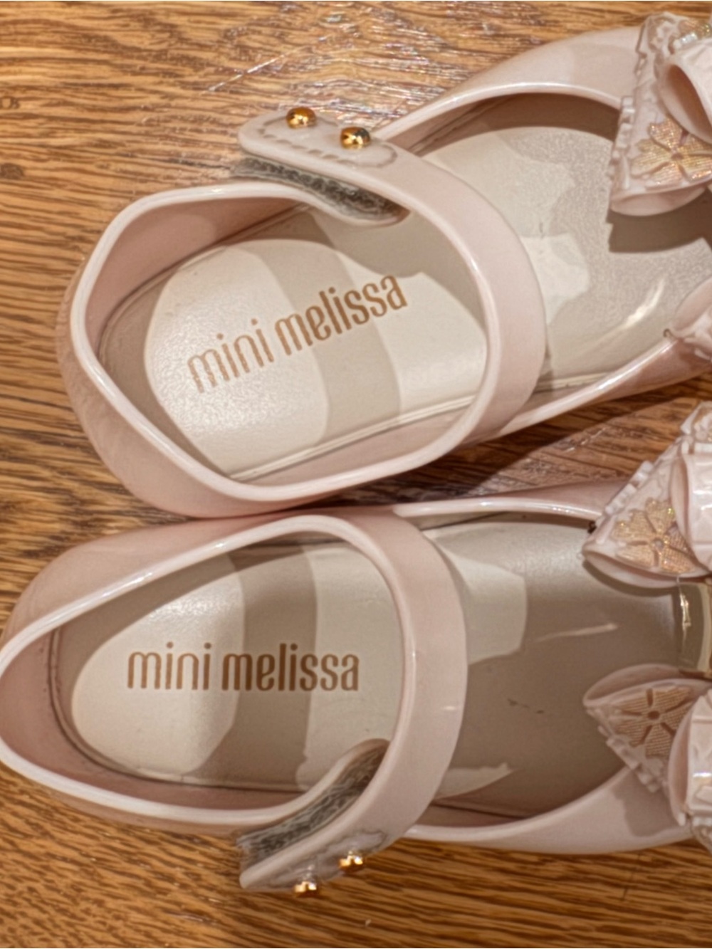 Melissa Kids Blush Pink Jelly Bow Ballet Flats size toddler 6C - Like new! - Picture 3 of 11